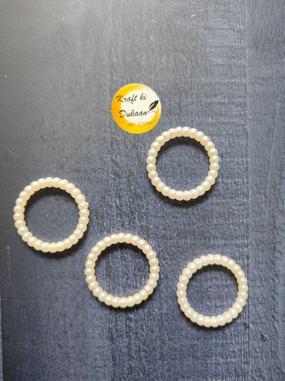 White pearl bead rings, assorted sizes, circular loop design