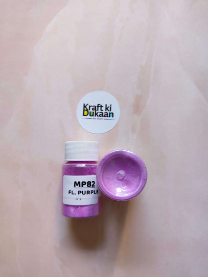 MICA powder jar, fluorescent purple (MP82), with open lid showing powder