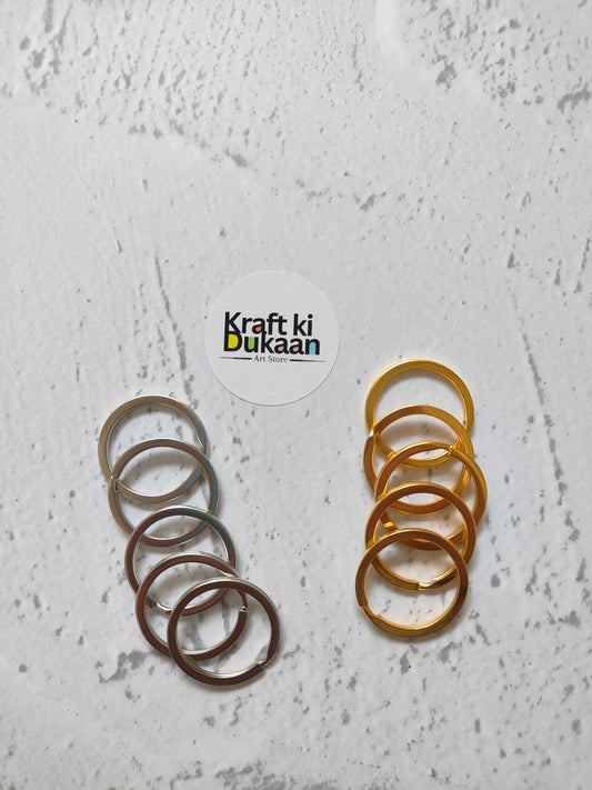 Keyring pack of 50: gold and silver metal rings