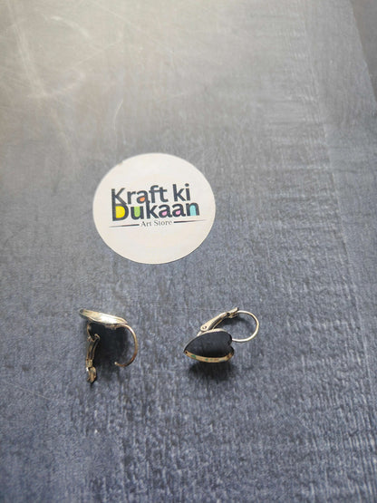 Silver heart earring bases with black heart insert and hinged hoop backs