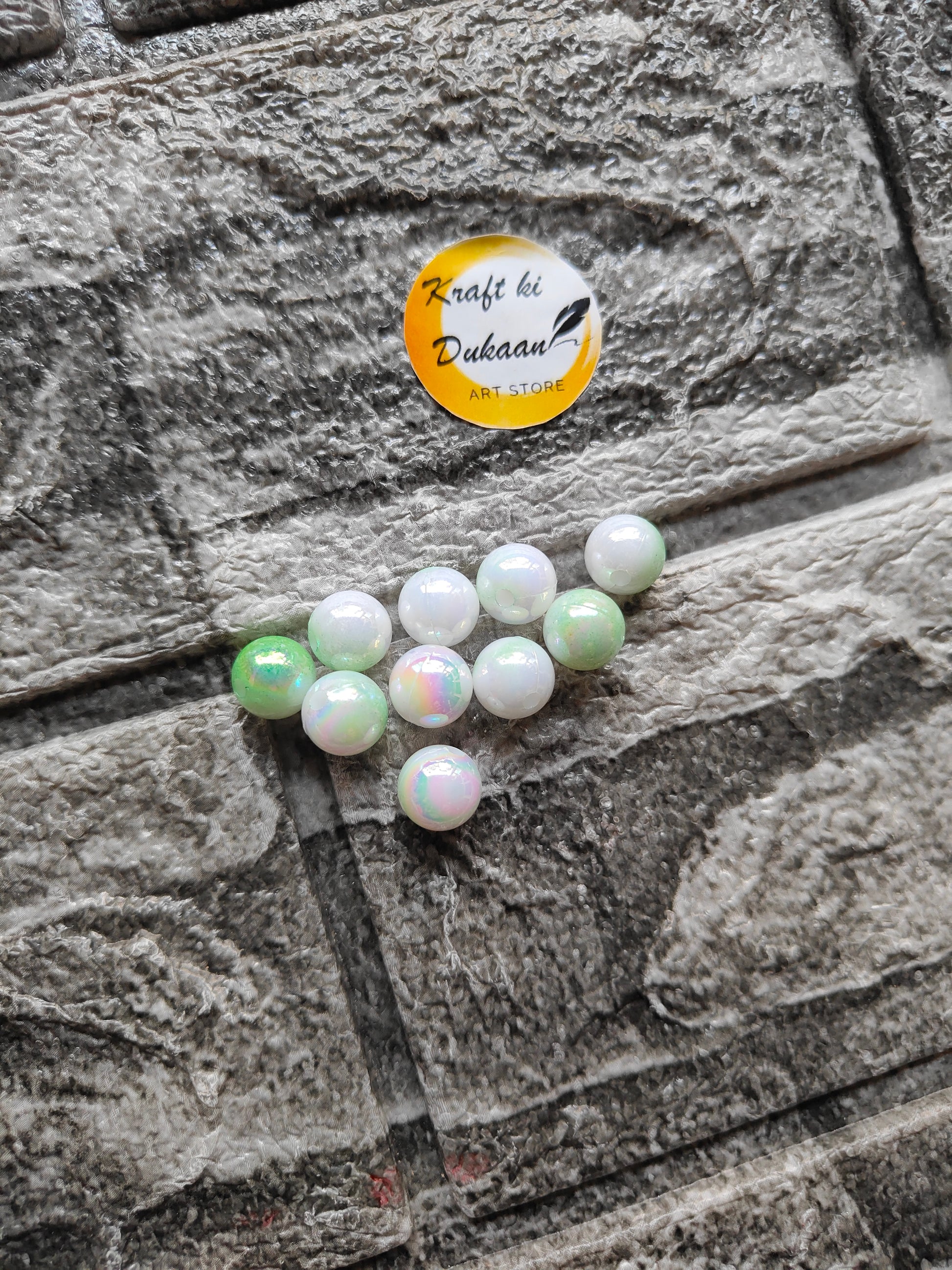 ABS Rainbow Green Beads - Kraft ki Dukaan