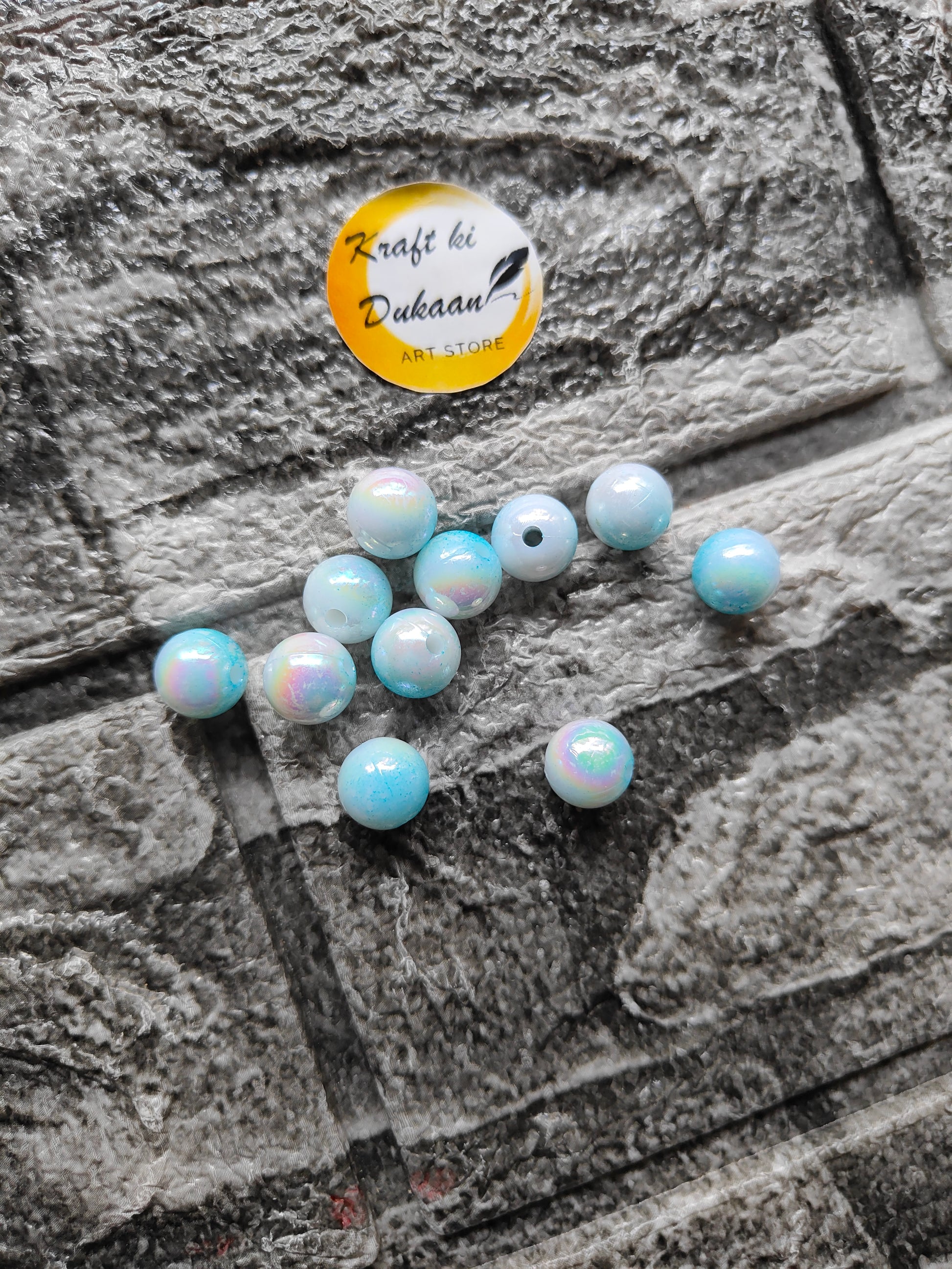 ABS Rainbow Skyblue Beads - Kraft ki Dukaan