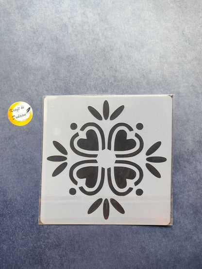 Stencil design S5: circular floral pattern with central motifs, stencil size mark 10
