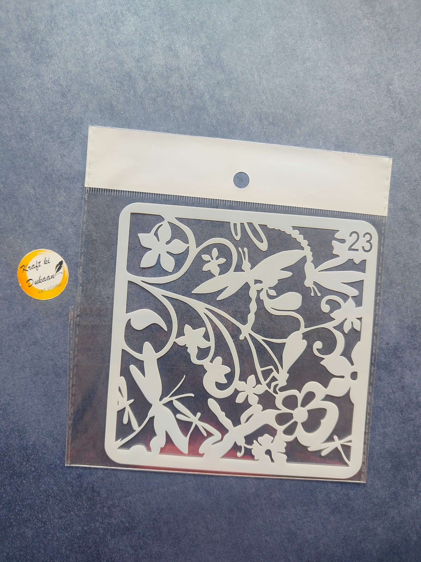 Stencil con diseño floral y aves, número 23