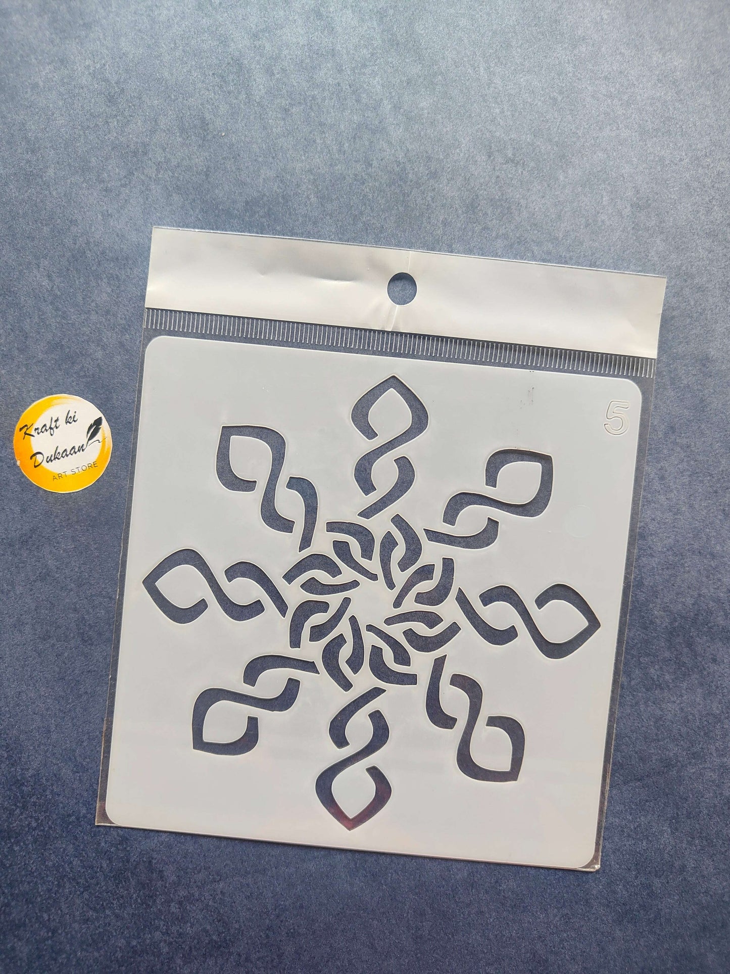 Stencil S5 with geometric knot-like swirls and curved line cutouts