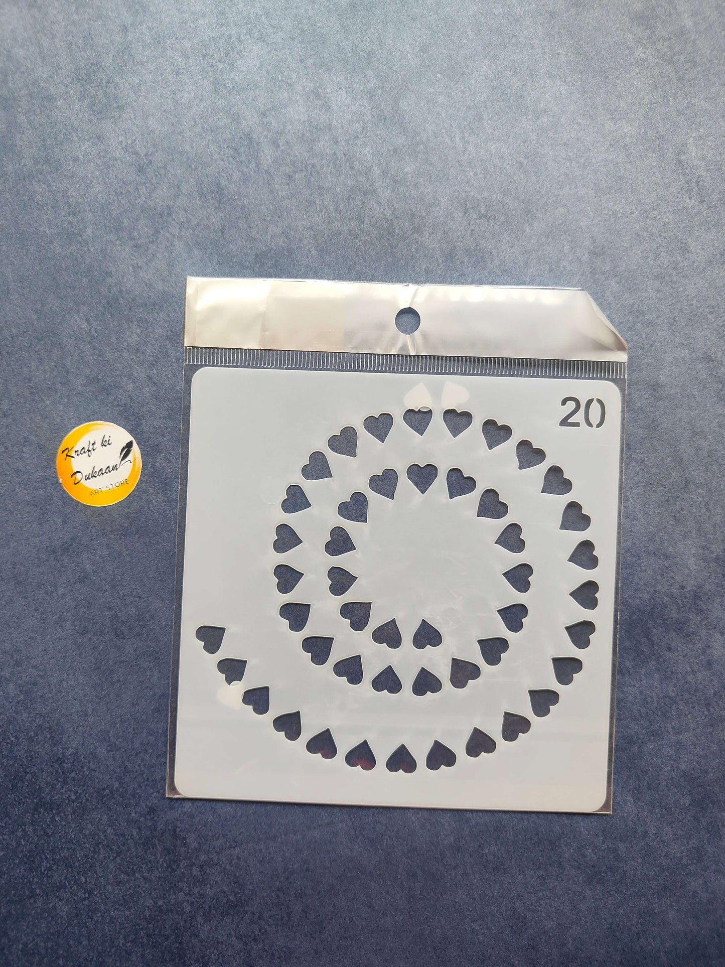 Stencil S20 with heart confetti circle border cutout pattern