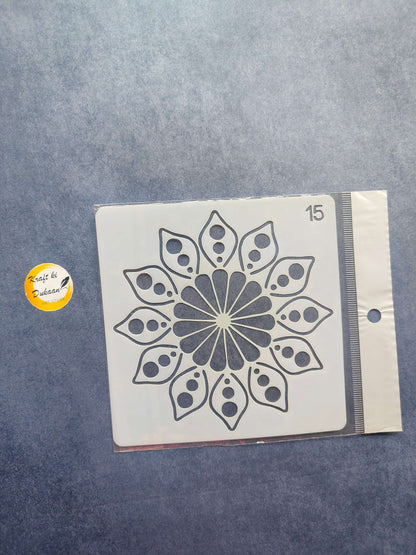 Stencil con flor tipo loto, número 15