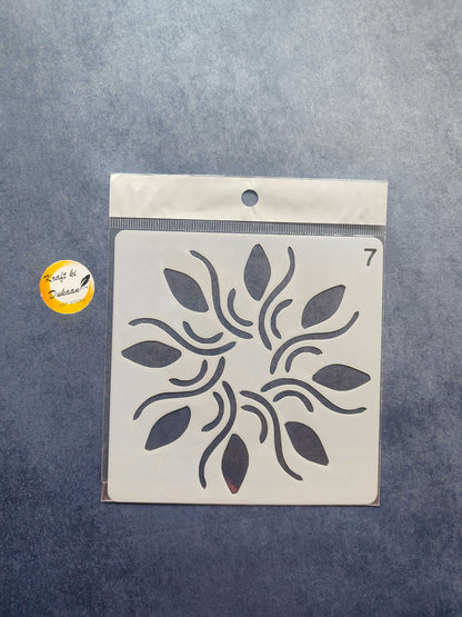 Stencil 7 with petal rosette and inner wave line cutouts