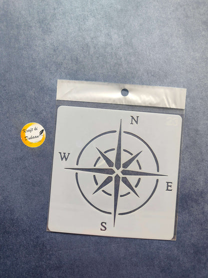 Stencil 29 compass rose with cardinal letters N, E, S, W and spoke cutouts