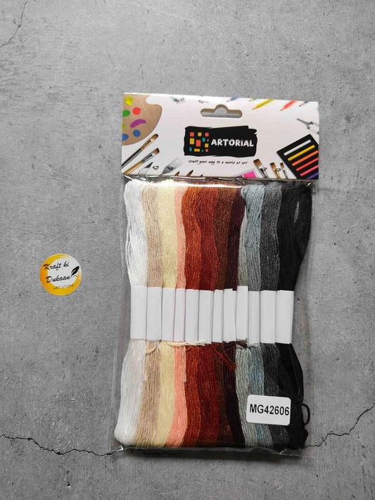 Craft Thread 12PC set: multicolor embroidery thread skeins on card