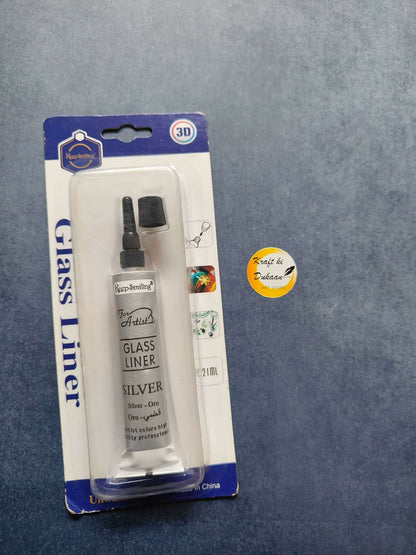 3D Glass Liner 21ML Silver tube with cap and nozzle, blister pack