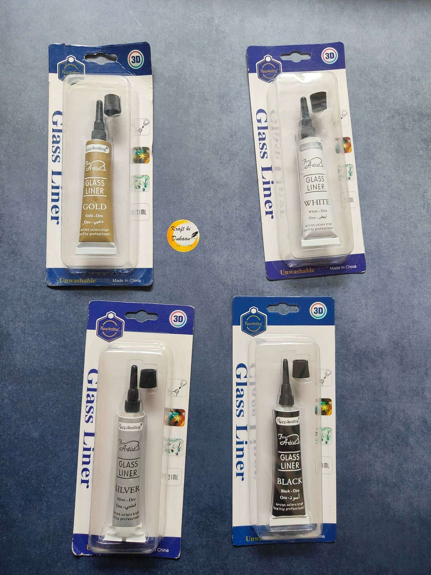 3D Glass Liner 21ML Gold (Oro) tube with nozzle, packaged for artists