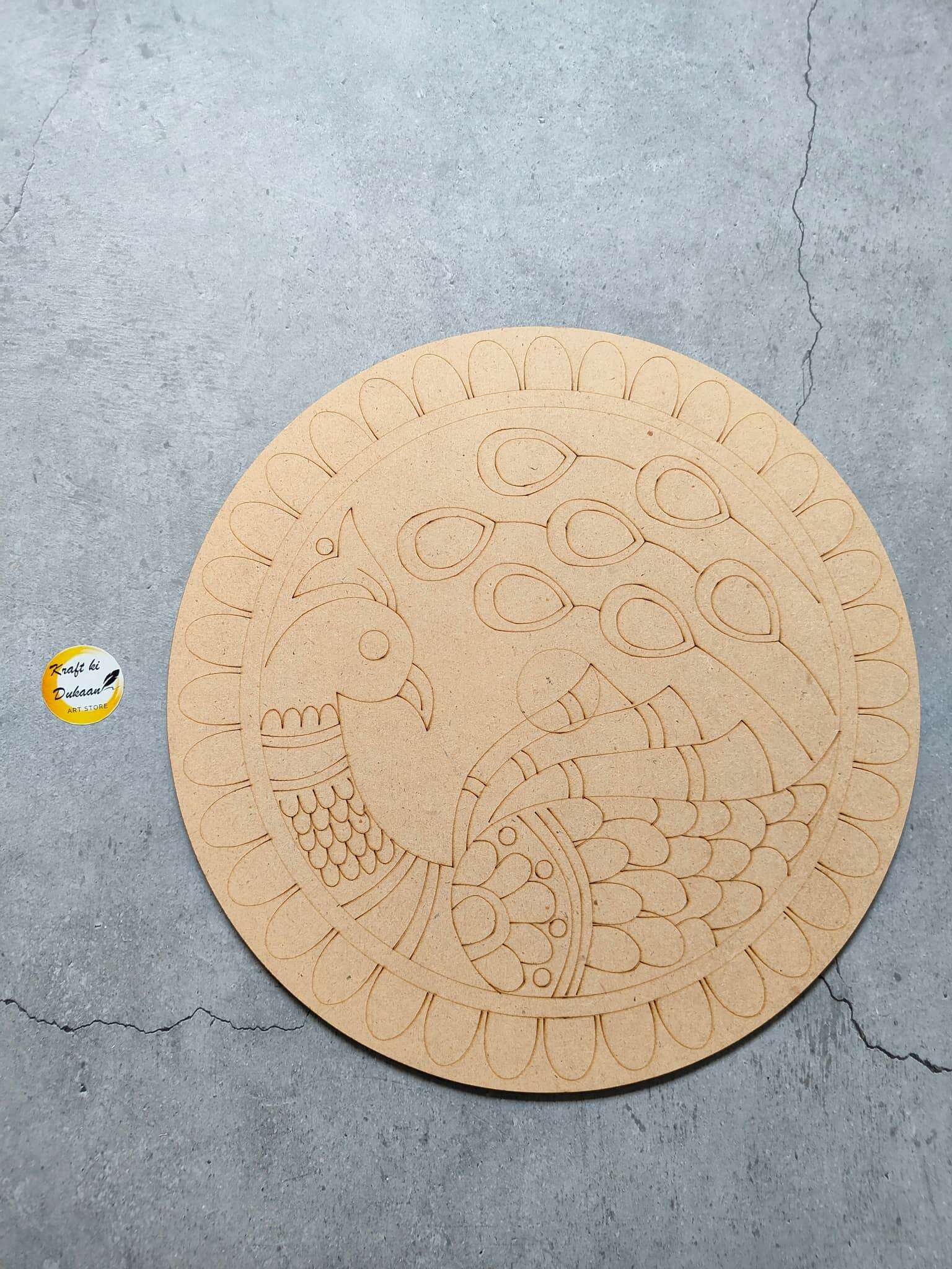 10" A2 pre-marked MDF round board with engraved fish design
