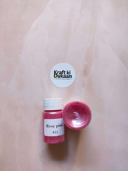 Rose pink mica powder bottle, #12, bright pink metallic liquid.