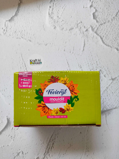 Fevicryl Mouldit epoxy compound set, 900 g; floral logo on green box.