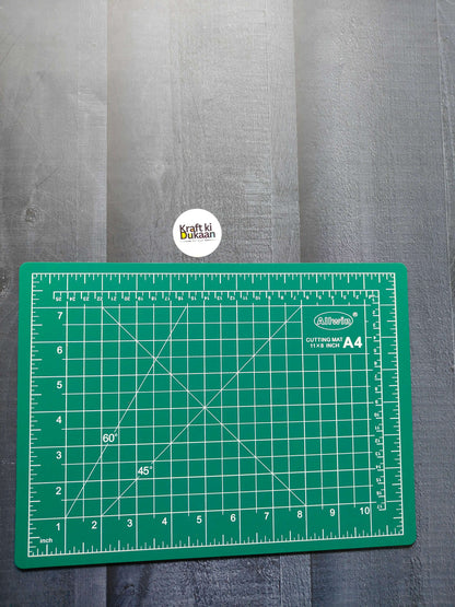 Cutting Mat A4, 11×8 inch green cutting grid with inch ruler and angles