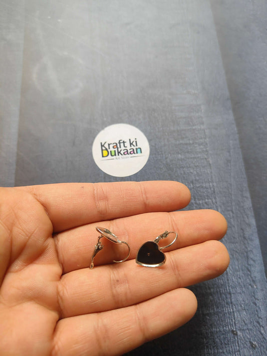 Silver heart earring base pair with black heart insert and hoop backs