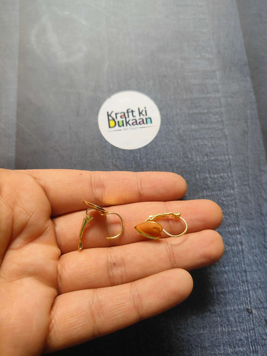 Gold heart earring base pair with small loop hooks