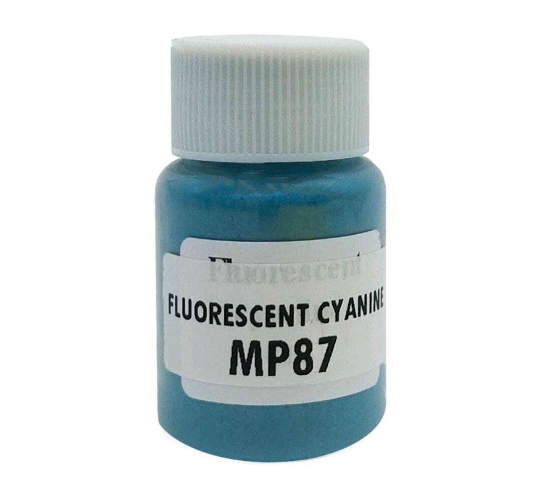 Fluorescent cyanine mica powder bottle, MP87, blue-green liquid.