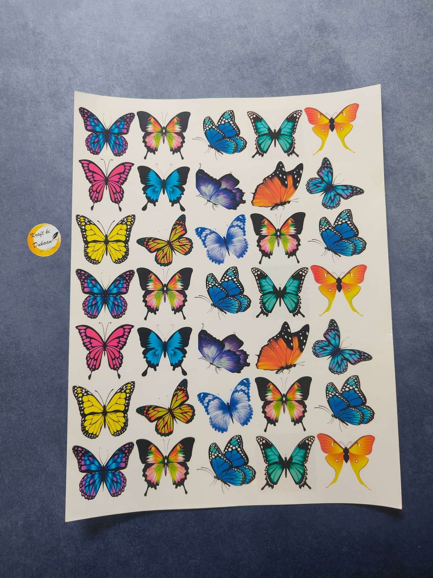A4 Color Sticker Sheet A24 with colorful butterfly stickers