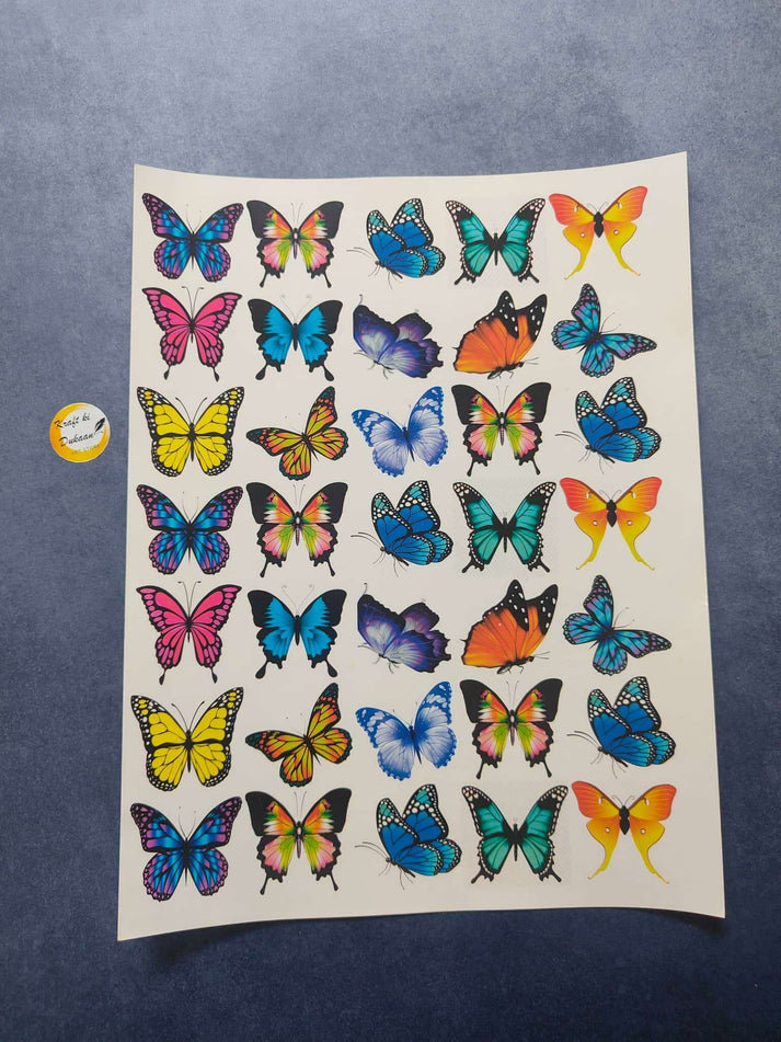 A4 Color Butterfly Sticker Sheet | Kraft ki Dukaan