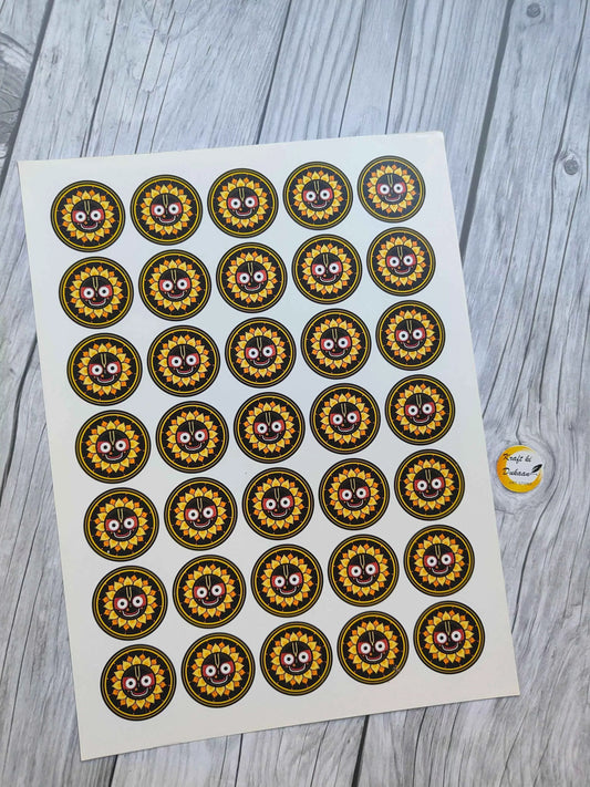 A4 color sticker sheet: round owl-face designs