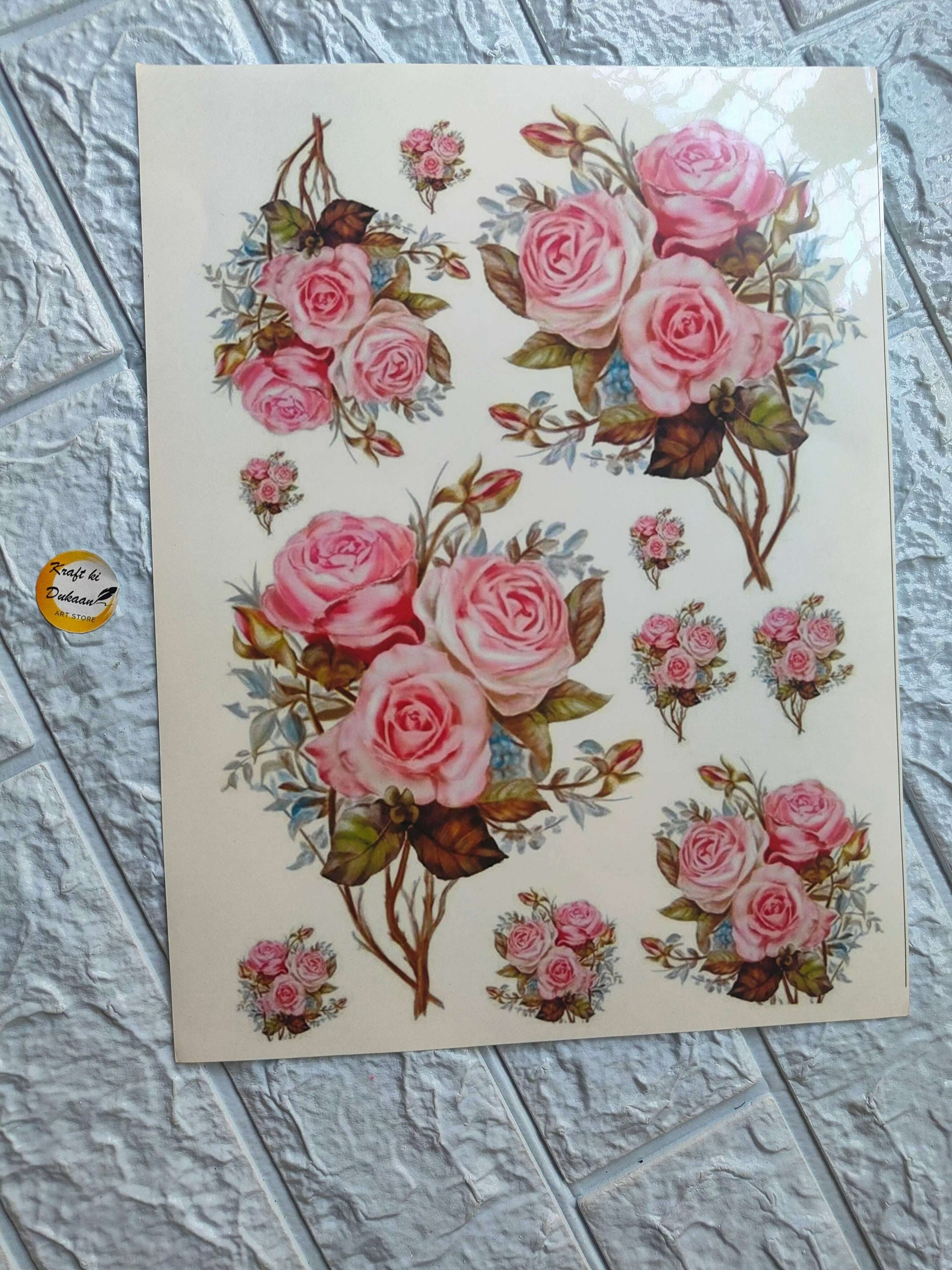 A4 Floral Color Sticker Sheet for Creative Crafts | Kraft ki Dukaan