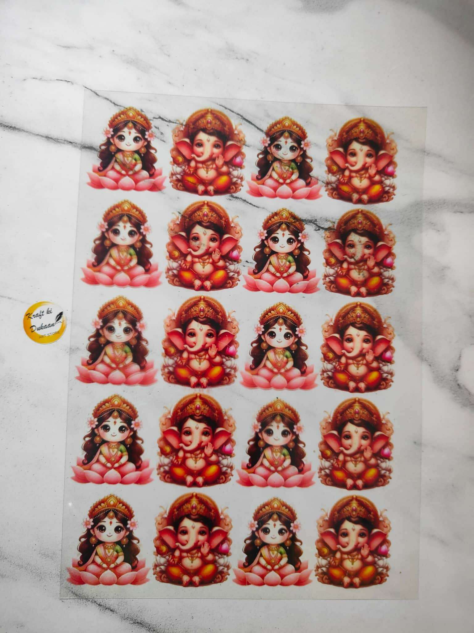 A4 Insert Sheet B1 with colorful cartoon Ganesh figures, grid layout