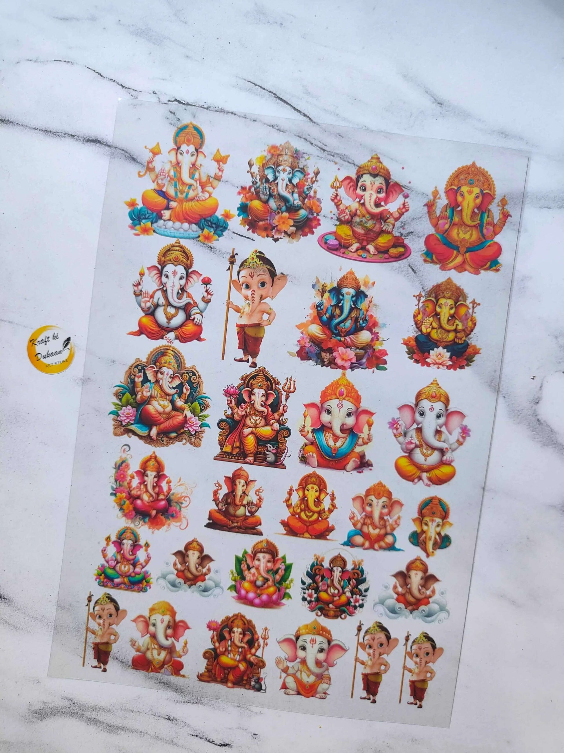 A4 Insert Sheet B5 with colorful Ganesha and deities sticker designs
