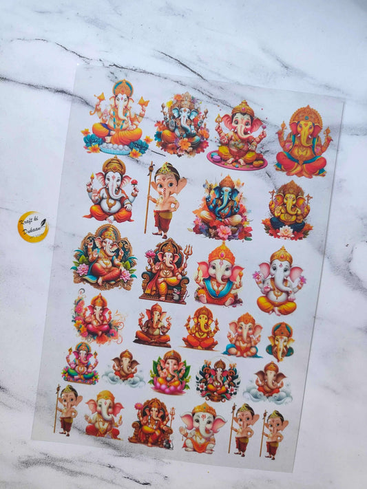 A4 Insert Sheet B5 with colorful Ganesha and deities sticker designs