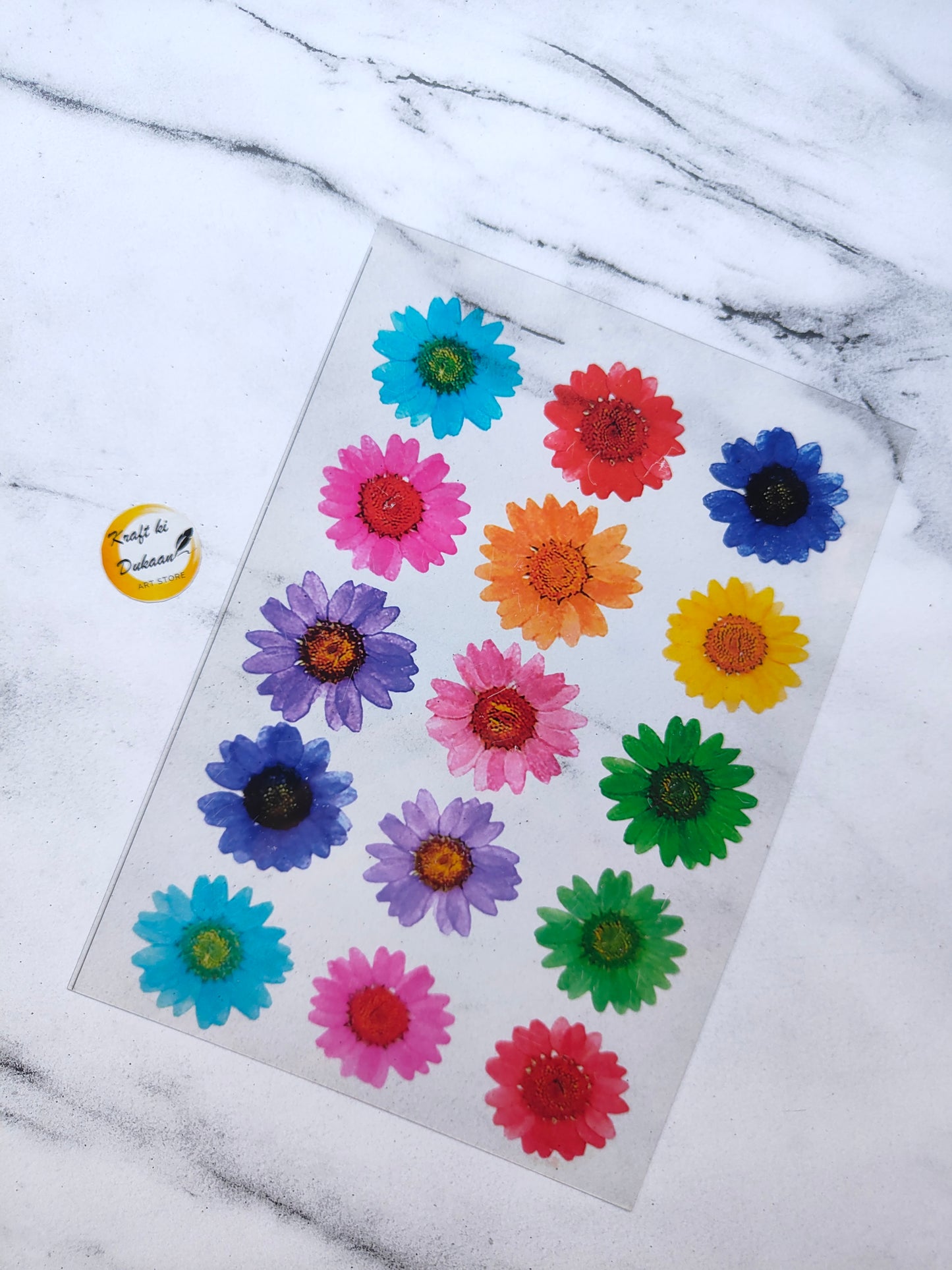 A5 floral insert sheet for resin art featuring colorful flower designs on a transparent background