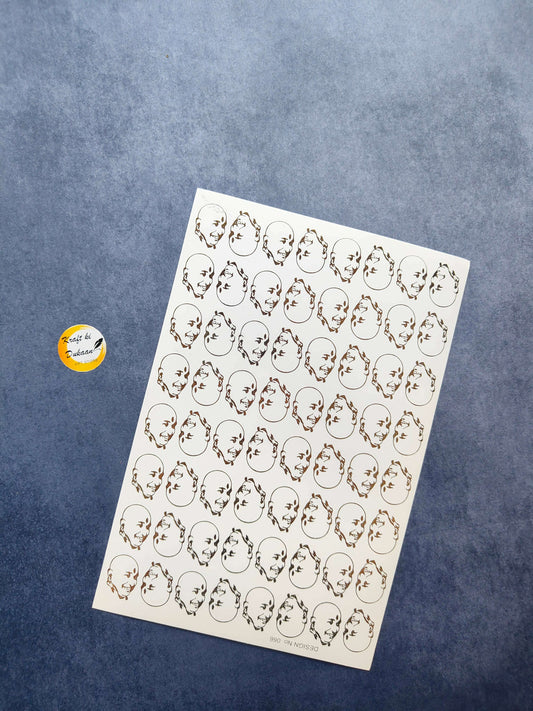 A5 gold metal sticker sheet featuring intricate skull designs for creative projects and crafts