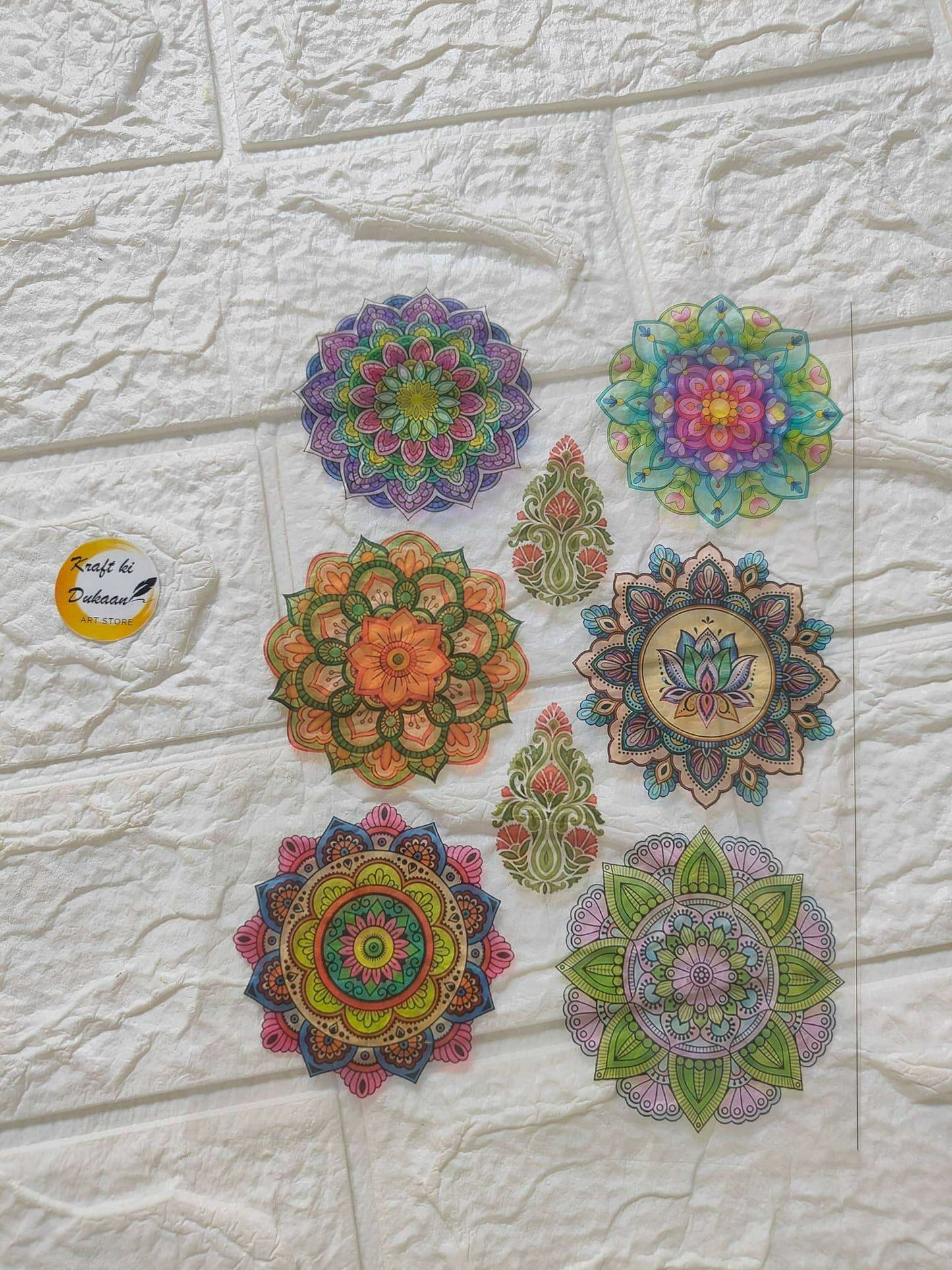 A5 insert sheet E7 with multiple colorful mandala designs on a white page