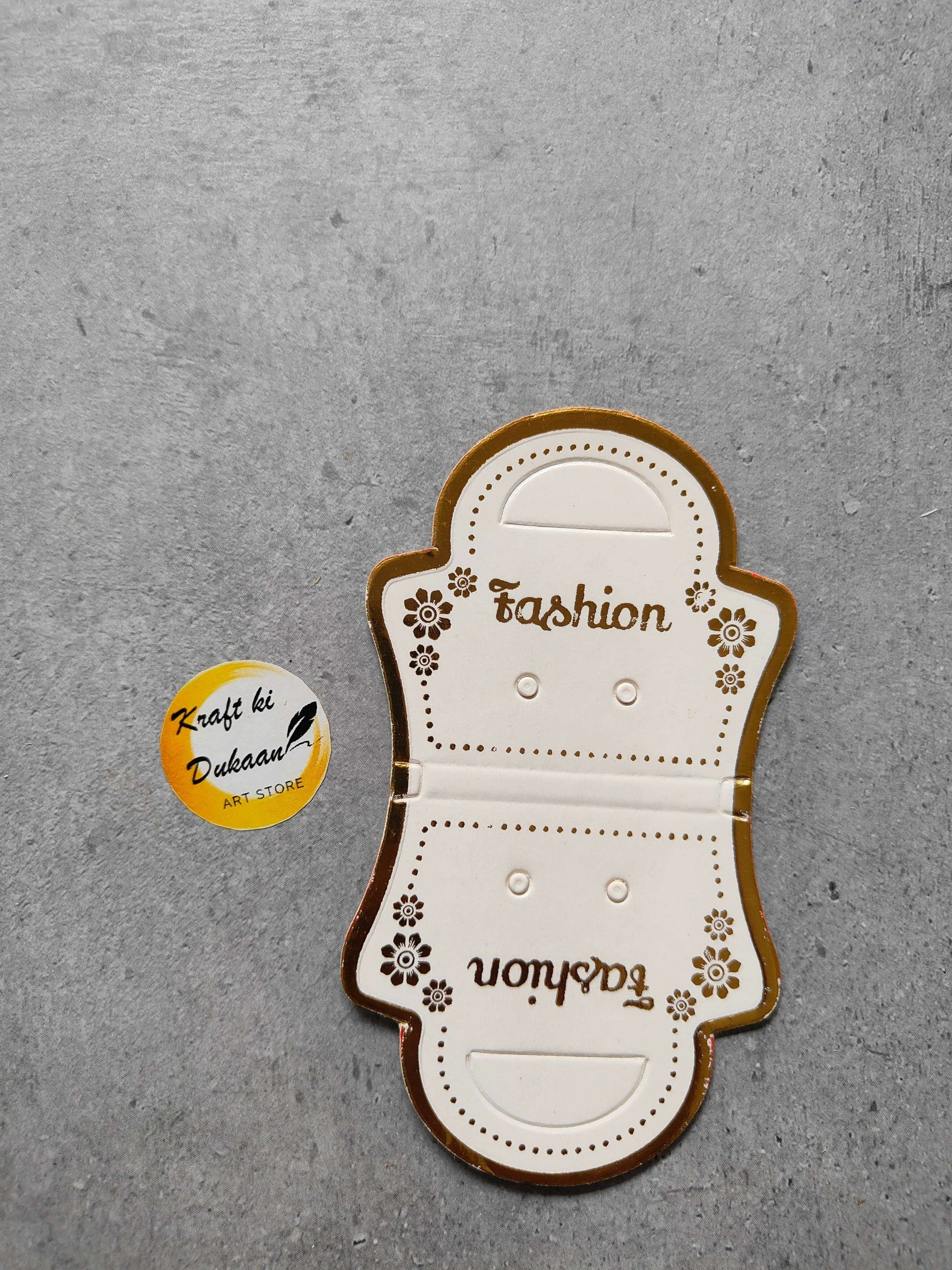 Jewellery card A6 with fashion theme, gold-edged white holder with top and bottom earring holes