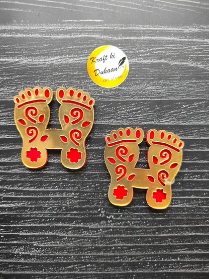 acrylic-charan-pag-cutout-golden-red-design-2