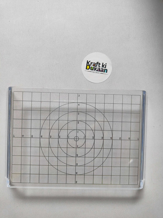 Acrylic clay press plate with grid and concentric circle guide lines
