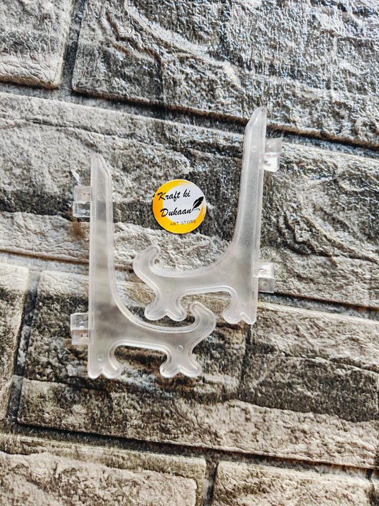 Clear acrylic display stand perfect for showcasing art or products with a sleek design