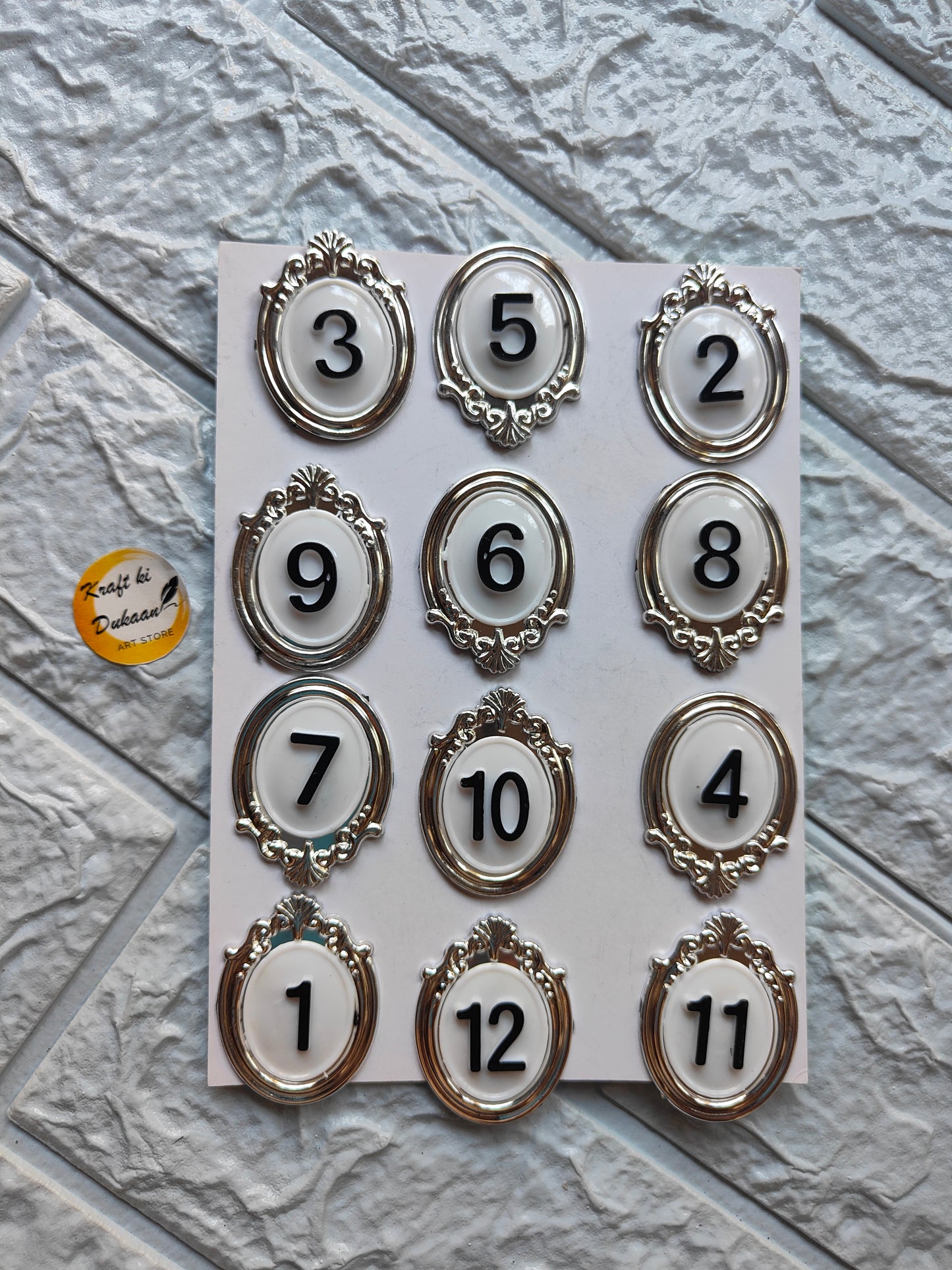 Elegant Acrylic English numbers 1 to 12 in decorative frames for stylish displays