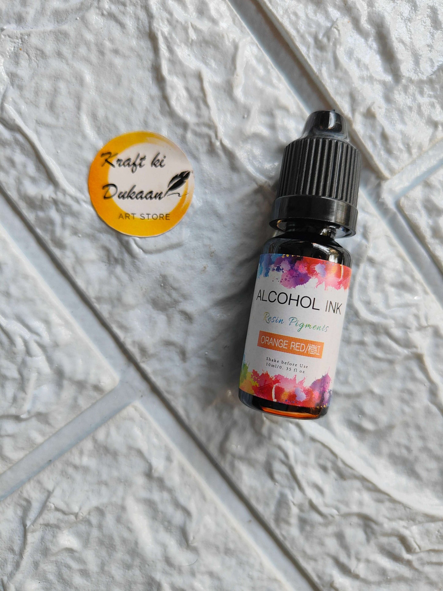 Kraft ki Dukaan alcohol ink for resin art in orange red color, ideal for vibrant resin projects