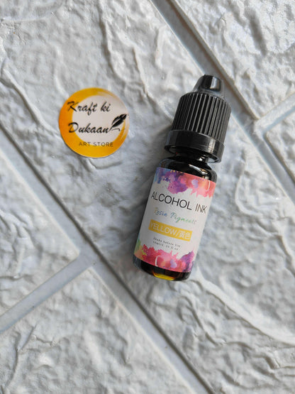 Yellow Alcohol Ink for Resin Art in 15ml Bottle by Kraft ki Dukaan for vibrant creations