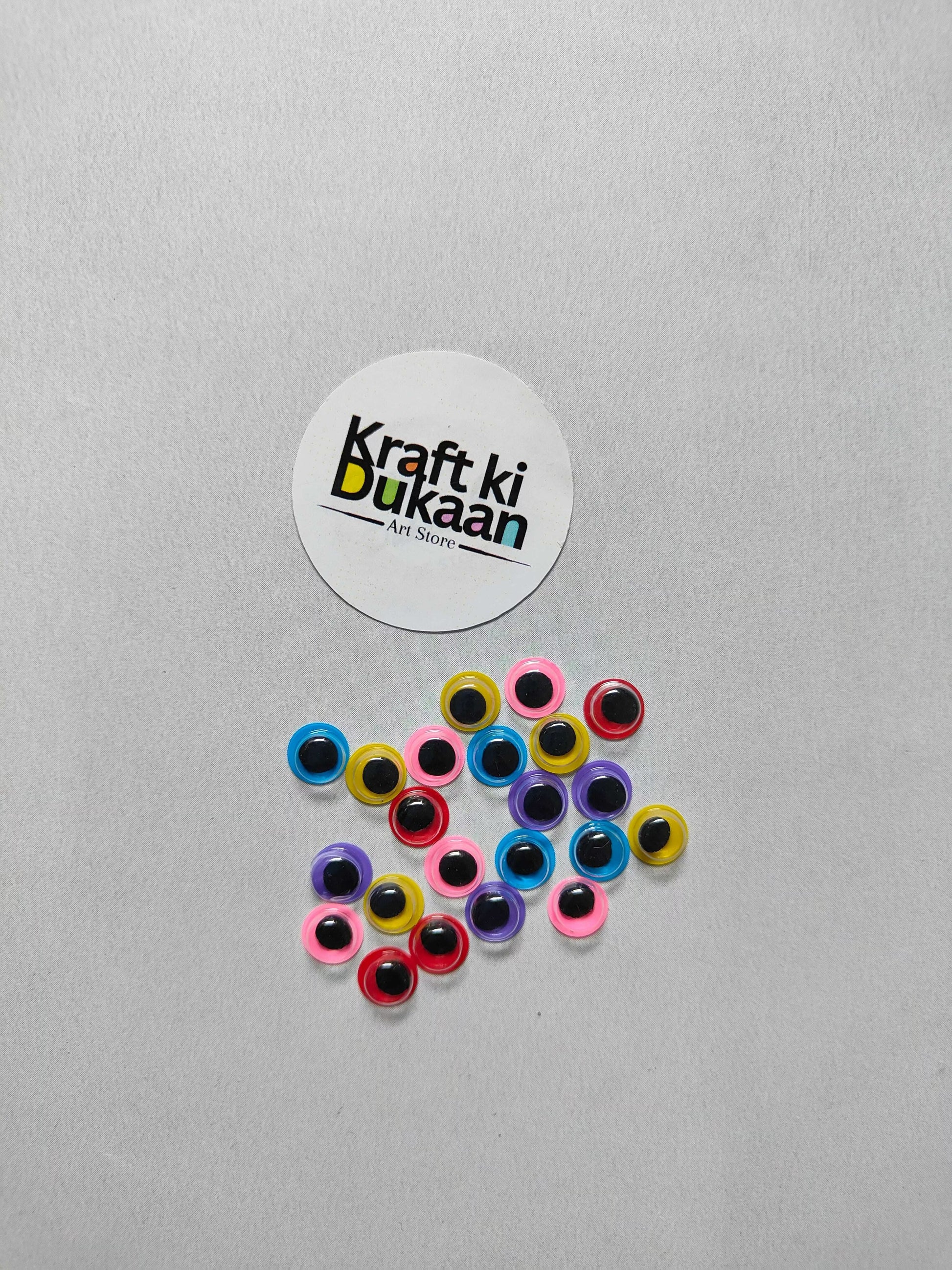 Googly eyes 8mm, colored round set (100 pcs)