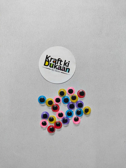 Googly eyes 8mm, colored round set (100 pcs)
