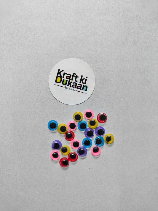 Googly eyes 8mm, colored round set (100 pcs)