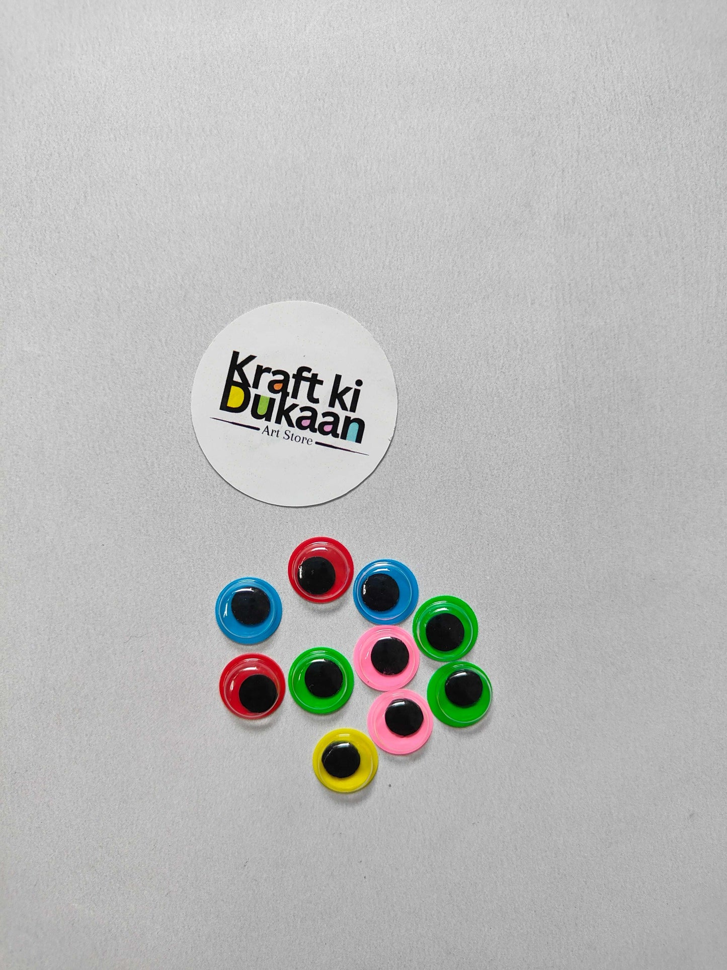 Colored round googly eyes, 12mm, loose assortment of 55