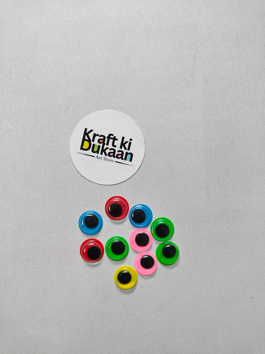 Colored round googly eyes, 12mm, loose assortment of 55
