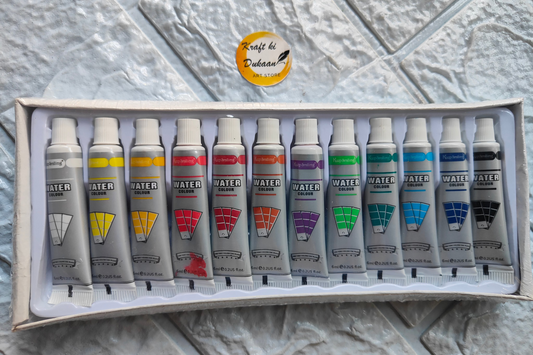 Kraft ki Dukaan artist watercolour set 6ml with 12 vibrant colors in tubes for creative painting projects