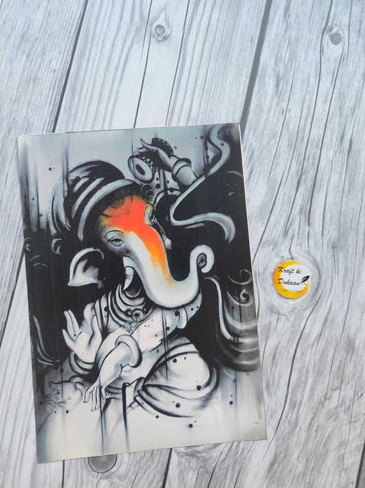A5 color sticker sheet featuring an artistic design of Lord Ganesha by Kraft ki Dukaan
