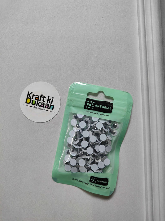 Round 6mm googly eyes, pack of 150 in resealable pouch