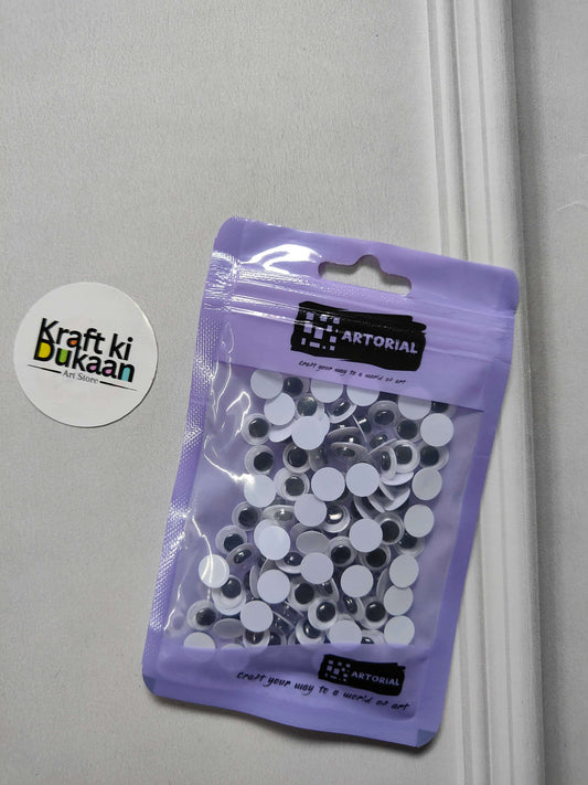 8mm round googly eyes, 115-pack in purple resealable pouch
