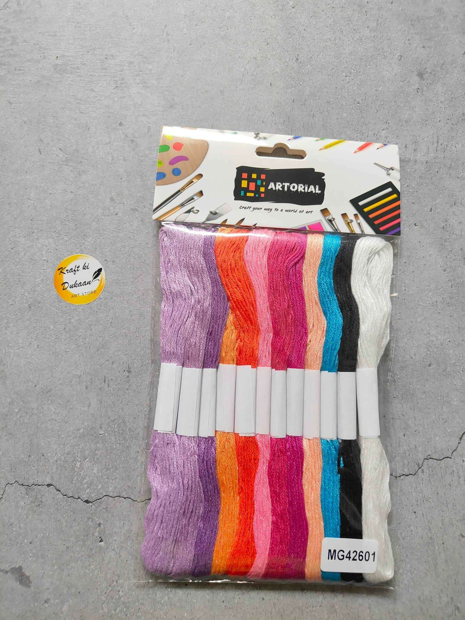Craft Thread 12PC set in multicolor strands on blister pack